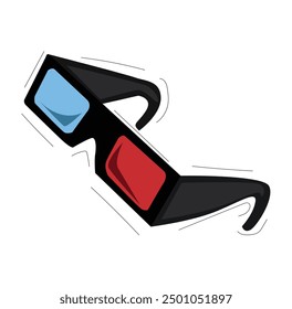 Glass Cinema vector Icon 3d Red Blue film glasses