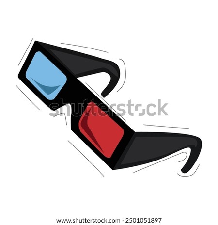 Glass Cinema vector Icon 3d Red Blue film glasses
