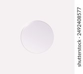 Glass circle 3d vector illustration. Round form glass plate with glares. Realistic transparent round frame isolated on white. Glossy lens, acrylic or plastic circle badge. Clear mirror or disk
