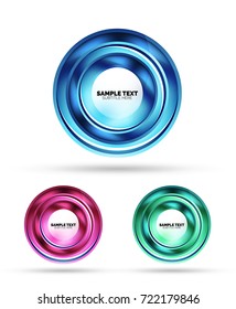 Glass circle abstract web banner design, vector