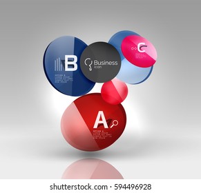 Glass circle infographics. Vector template background for print workflow layout, diagram, number options or web design banner