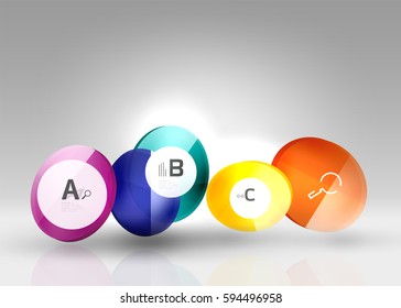 Glass circle infographics. Vector template background for print workflow layout, diagram, number options or web design banner