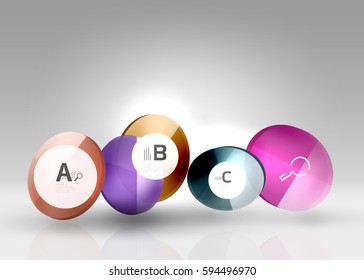 Glass circle infographics. Vector template background for print workflow layout, diagram, number options or web design banner