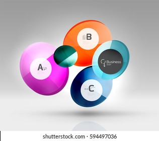 Glass circle infographics. Vector template background for print workflow layout, diagram, number options or web design banner