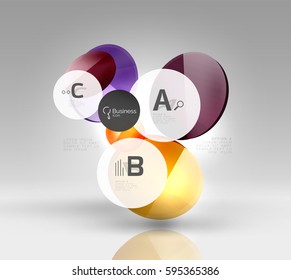 Glass circle infographics. Vector template background for print workflow layout, diagram, number options or web design banner