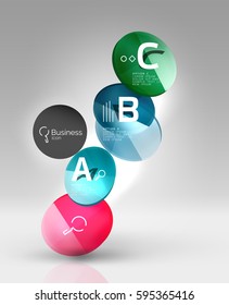 infografía del círculo de vidrio. Fondo de plantilla de vector para diseño de flujo de trabajo de impresión, diagrama, opciones de número o banner de diseño web