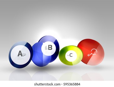 Glass circle infographics. Vector template background for print workflow layout, diagram, number options or web design banner