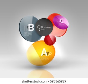 Glass circle infographics. Vector template background for print workflow layout, diagram, number options or web design banner