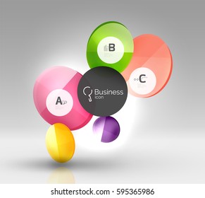 Glass circle infographics. Vector template background for print workflow layout, diagram, number options or web design banner