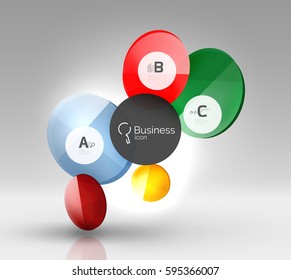Glass circle infographics. Vector template background for print workflow layout, diagram, number options or web design banner