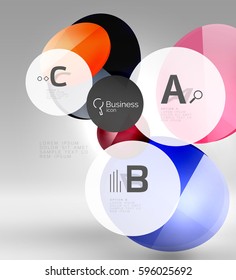 Infografiken des Glaskreises. Vektorgrafik-Vorlagenhintergrund für das Layout, das Diagramm, die Zahlenoptionen oder den Webdesign-Banner