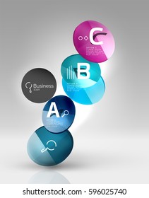 Glass circle infographics. Vector template background for print workflow layout, diagram, number options or web design banner