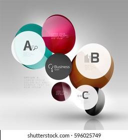 Glass circle infographics. Vector template background for print workflow layout, diagram, number options or web design banner
