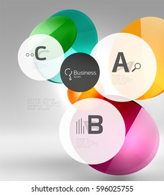 Glass circle infographics. Vector template background for print workflow layout, diagram, number options or web design banner