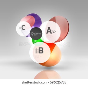 Infografiken des Glaskreises. Vektorgrafik-Vorlagenhintergrund für das Layout, das Diagramm, die Zahlenoptionen oder den Webdesign-Banner