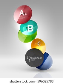 Glass circle infographics. Vector template background for print workflow layout, diagram, number options or web design banner