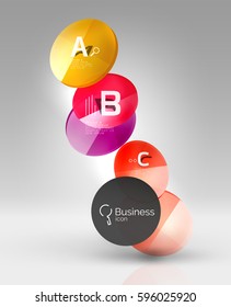 Infográfico de círculo de vidro. Plano de fundo de modelo de vetor para layout de fluxo de trabalho de impressão, diagrama, opções de número ou faixa de design da Web