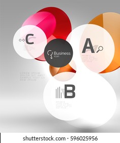 Glass circle infographics. Vector template background for print workflow layout, diagram, number options or web design banner