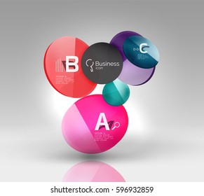 infografía del círculo de vidrio. Fondo de plantilla de vector para diseño de flujo de trabajo de impresión, diagrama, opciones de número o banner de diseño web