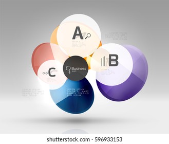 Infografiken des Glaskreises. Vektorgrafik-Vorlagenhintergrund für das Layout, das Diagramm, die Zahlenoptionen oder den Webdesign-Banner