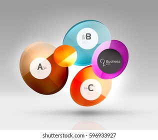 Infografiken des Glaskreises. Vektorgrafik-Vorlagenhintergrund für das Layout, das Diagramm, die Zahlenoptionen oder den Webdesign-Banner
