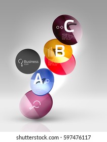 infografía del círculo de vidrio. Fondo de plantilla de vector para diseño de flujo de trabajo de impresión, diagrama, opciones de número o banner de diseño web