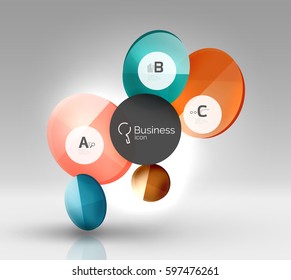 infografía del círculo de vidrio. Fondo de plantilla de vector para diseño de flujo de trabajo de impresión, diagrama, opciones de número o banner de diseño web