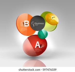 Glass circle infographics. Vector template background for print workflow layout, diagram, number options or web design banner