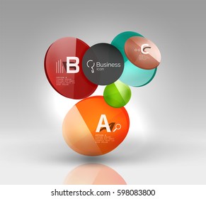 Glass circle infographics. Vector template background for print workflow layout, diagram, number options or web design banner
