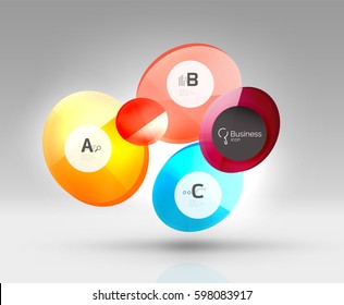 Glass circle infographics. Vector template background for print workflow layout, diagram, number options or web design banner