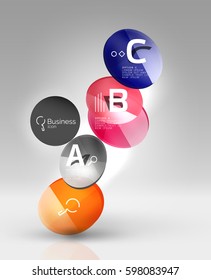 Glass circle infographics. Vector template background for print workflow layout, diagram, number options or web design banner