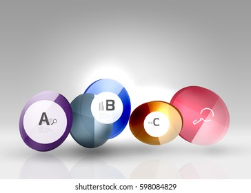 Glass circle infographics. Vector template background for print workflow layout, diagram, number options or web design banner