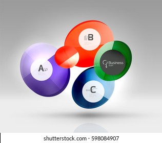 infografía del círculo de vidrio. Fondo de plantilla de vector para diseño de flujo de trabajo de impresión, diagrama, opciones de número o banner de diseño web