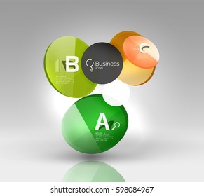 Glass circle infographics. Vector template background for print workflow layout, diagram, number options or web design banner