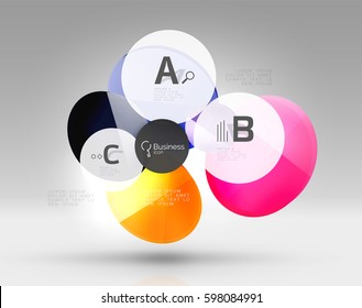 infografía del círculo de vidrio. Fondo de plantilla de vector para diseño de flujo de trabajo de impresión, diagrama, opciones de número o banner de diseño web
