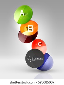 Glass circle infographics. Vector template background for print workflow layout, diagram, number options or web design banner
