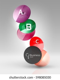 Glass circle infographics. Vector template background for print workflow layout, diagram, number options or web design banner