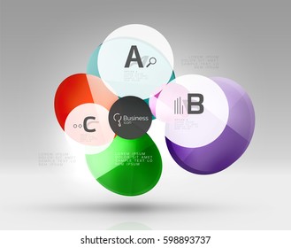 Glass circle infographics. Vector template background for print workflow layout, diagram, number options or web design banner