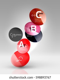 infografía del círculo de vidrio. Fondo de plantilla de vector para diseño de flujo de trabajo de impresión, diagrama, opciones de número o banner de diseño web