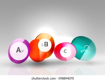 infografía del círculo de vidrio. Fondo de plantilla de vector para diseño de flujo de trabajo de impresión, diagrama, opciones de número o banner de diseño web