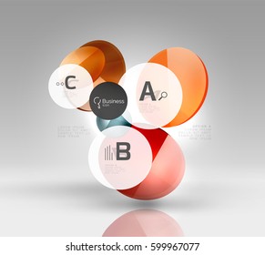 Glass circle infographics. Vector template background for print workflow layout, diagram, number options or web design banner