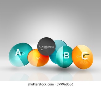 Glass circle infographics. Vector template background for print workflow layout, diagram, number options or web design banner