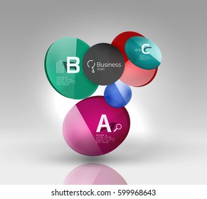 Glass circle infographics. Vector template background for print workflow layout, diagram, number options or web design banner