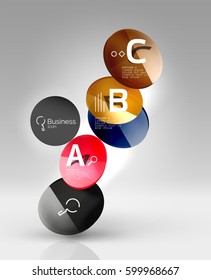 Glass circle infographics. Vector template background for print workflow layout, diagram, number options or web design banner