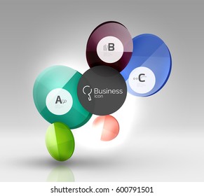 Glass circle infographics. Vector template background for print workflow layout, diagram, number options or web design banner