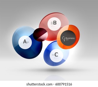 Glass circle infographics. Vector template background for print workflow layout, diagram, number options or web design banner