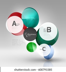 infografía del círculo de vidrio. Fondo de plantilla de vector para diseño de flujo de trabajo de impresión, diagrama, opciones de número o banner de diseño web