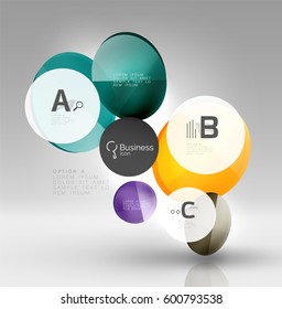 Glass circle infographics. Vector template background for print workflow layout, diagram, number options or web design banner