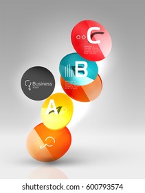 Glass circle infographics. Vector template background for print workflow layout, diagram, number options or web design banner