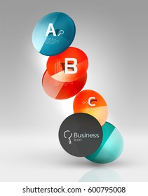 infografía del círculo de vidrio. Fondo de plantilla de vector para diseño de flujo de trabajo de impresión, diagrama, opciones de número o banner de diseño web